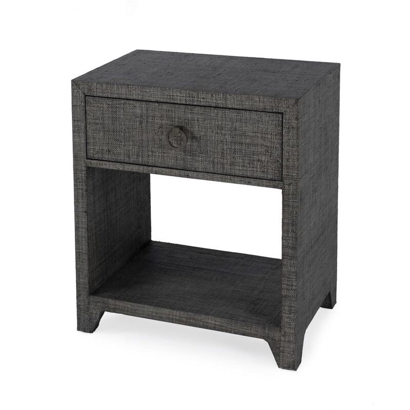 Butler Specialty Bar Harbor Raffia 1 Drawer Nightstand, Charcoal
