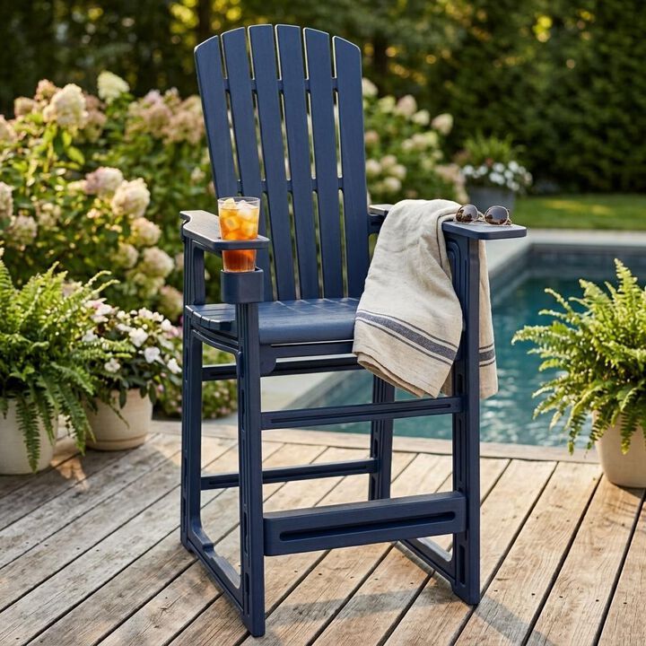 29 Inch Outdoor Counter Height Bar Stool with Backrest and Armrests