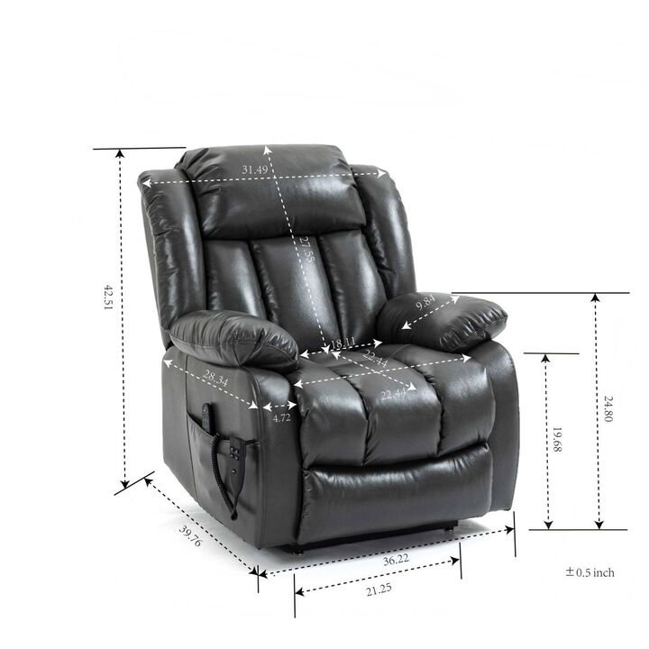 Dual Motor Infinite Position Up to 350 LBS Electric Medium size Grey Power Lift Recliner Chair with 8Point Vibration Massage and Lumbar Heating