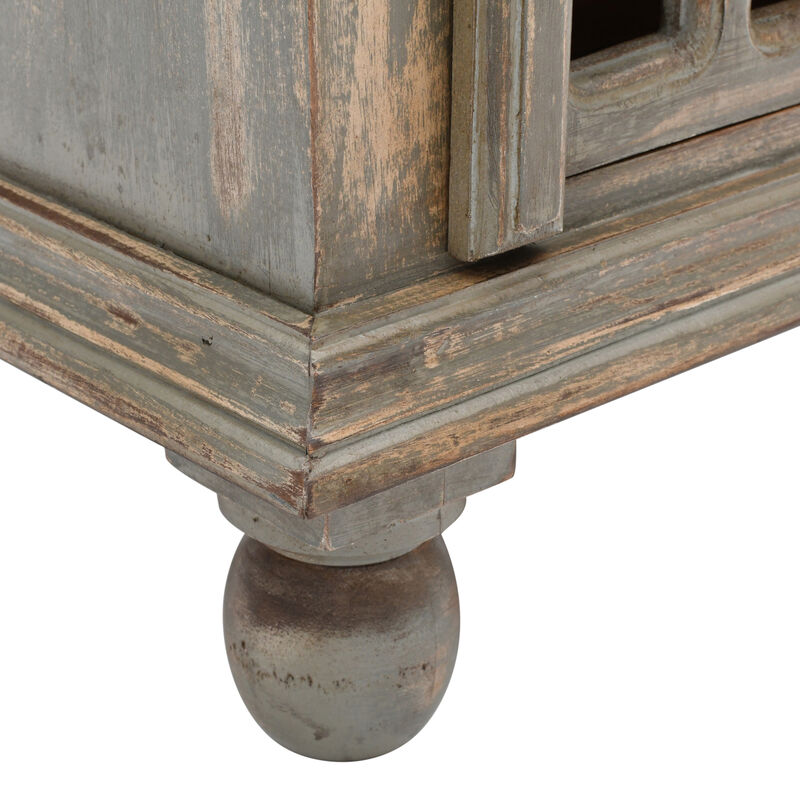 Merax Antique Grey Solid Mango Wood Nightstand