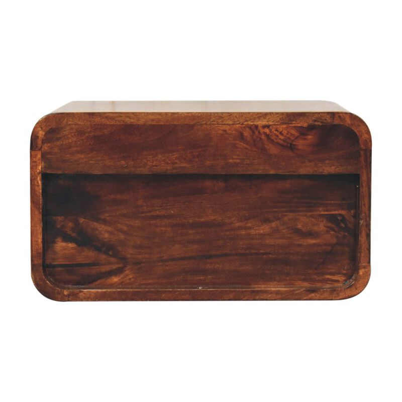 Artisan Furniture Solid Wood Curved California Walnut Wall Mounted Bedside