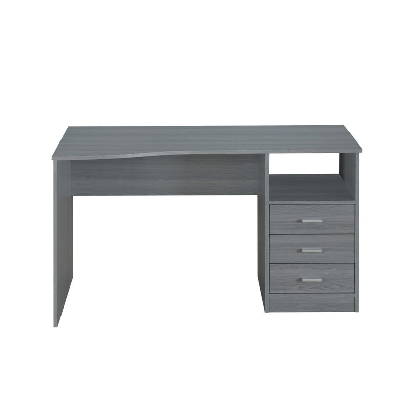 HomeRoots 51" Gray Wood Pedestal Computer Desk With Three Drawers image number 0