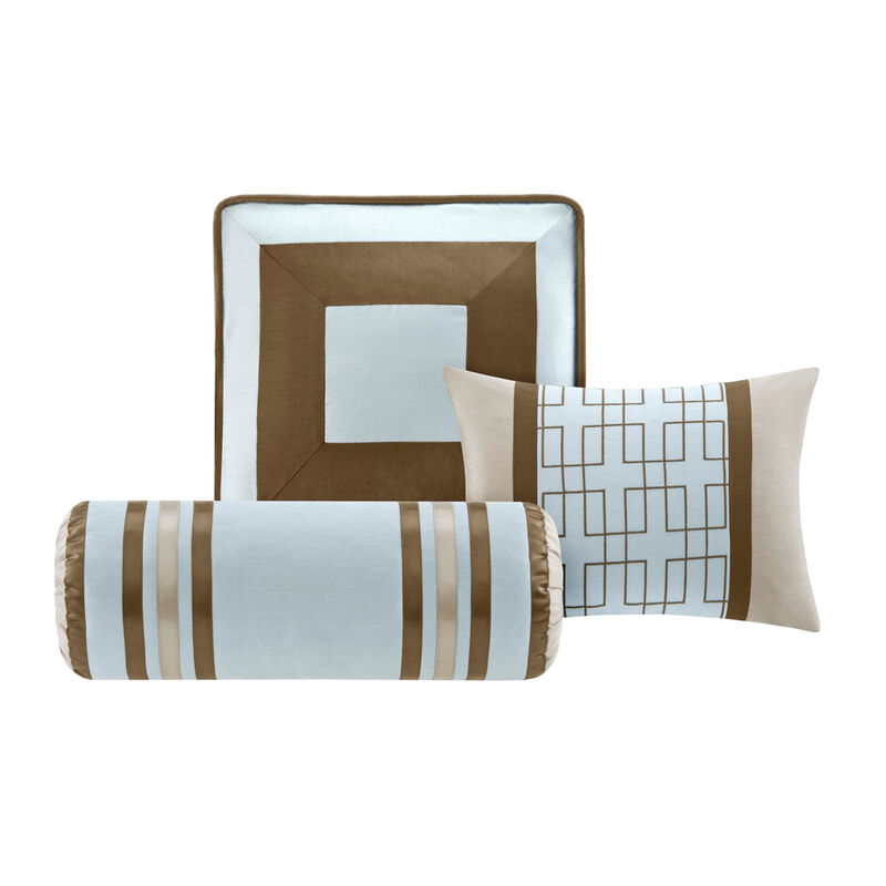 Gracie Mills Elsie Transitional Colorblock 7-Piece Comforter Set