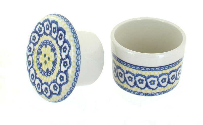 Blue Rose Polish Pottery Saffron French Butter Dish