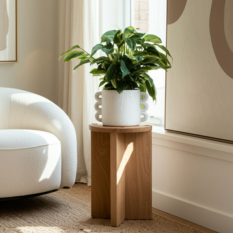 10" White Arch Handle Planter