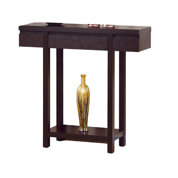 Console Table, Red Cocoa Brown, 36 Inch Hidden Storage Drawer