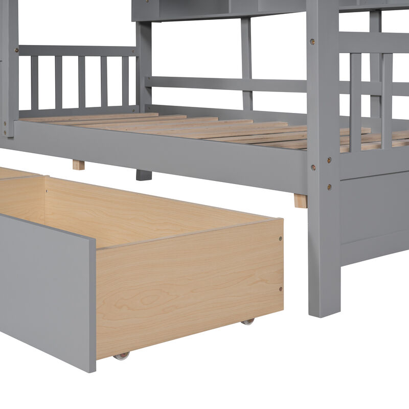 Fufdon Kids Twin Size House Bed image number 3