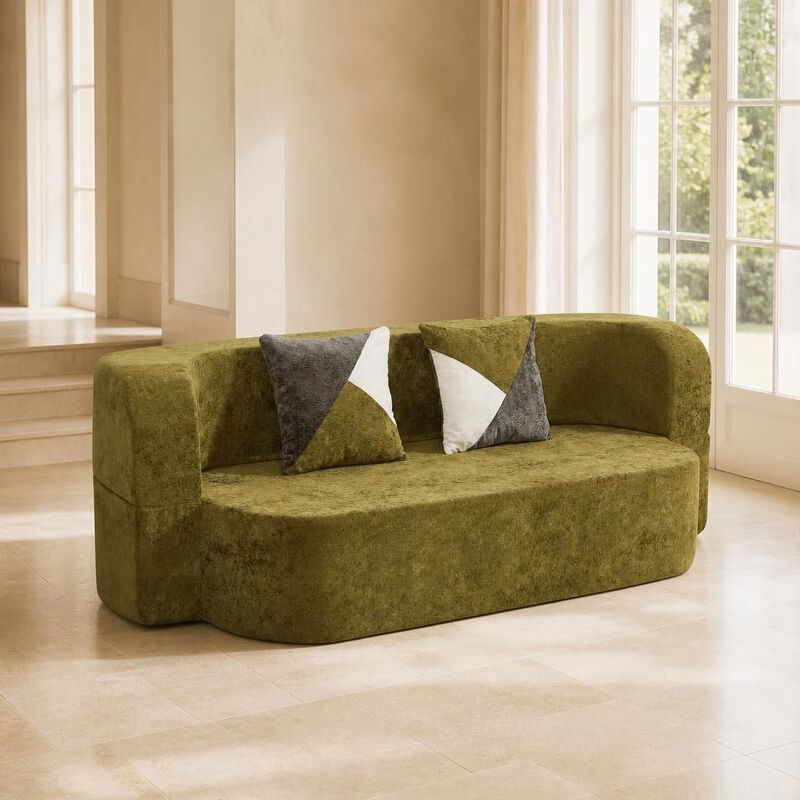 GOODSILO Convertible Eggshell Sleeper Sofa Bed with Plush Upholstery and 33D High Density Foam for Small Space Living Rooms Bedrooms Apartments image number 3