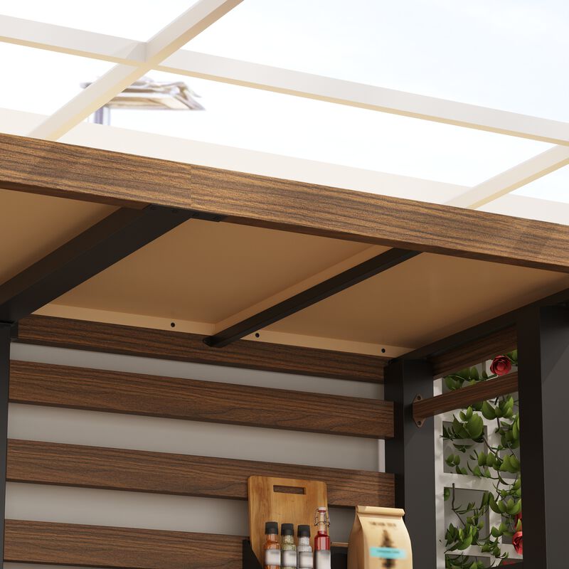 FUFU&GAGA Heavy-Duty Cedarwood BBQ Pavilion with Stainless Steel Countertop & Integrated Storage - Galvanized Steel Frame, Woodgrain Red/Brown & Black (89 in. W x 28.8 in. D x [Height] in. H) image number 7