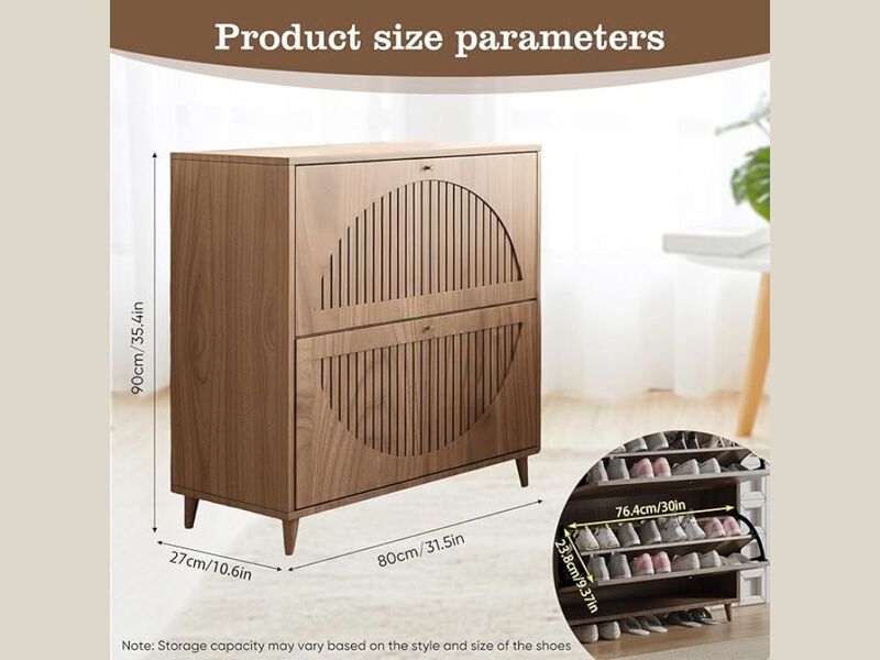 Slim Entryway Shoe Storage Cabinet Flip Drawer Space Saving image number 2