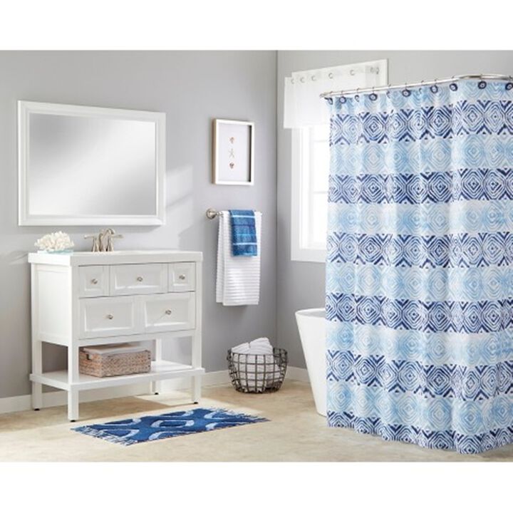 Saturday Knight Ltd Kali Diamond Medallion Design Fabric Shower Curtain - 70x72", Blue