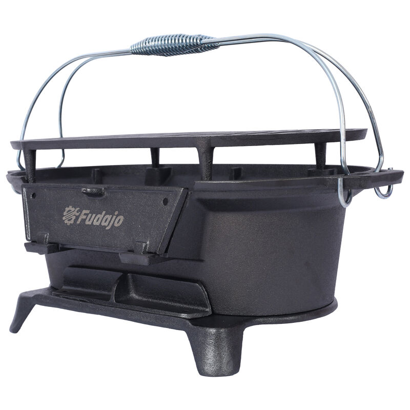 Streamdale Cast Iron Oval Grill & Skillet | Charcoal Grill and Stove image number 4