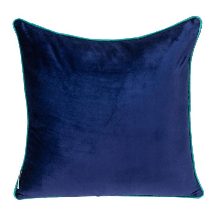 20" Blue and Gray Cotton Reversible Throw Pillow