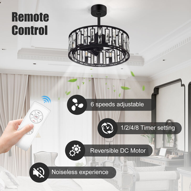 Breezary 20 in Ceiling Fan with Lights, 6 E12 Bulbs, 5 Blades,Remote Control image number 4