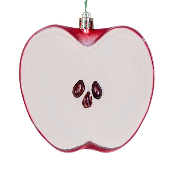 Vickerman 4" Apple Fruit Ornament, Set of 6, Shatterproof Plastic, Indoor Use, Matte Finish, Loop Wire for Hanging, Cap Secured, Each Ornament Measures Approximately 4 Inches Wide
