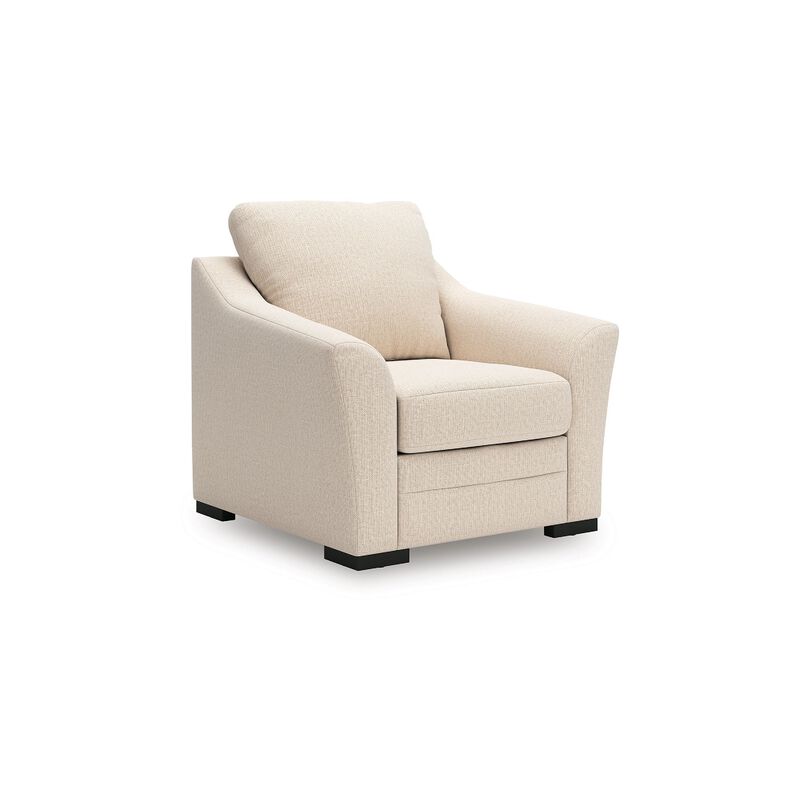 Jimy Sofa Armchair, Flared Arms and Reversible Cushions, Ivory Polyester image number 0
