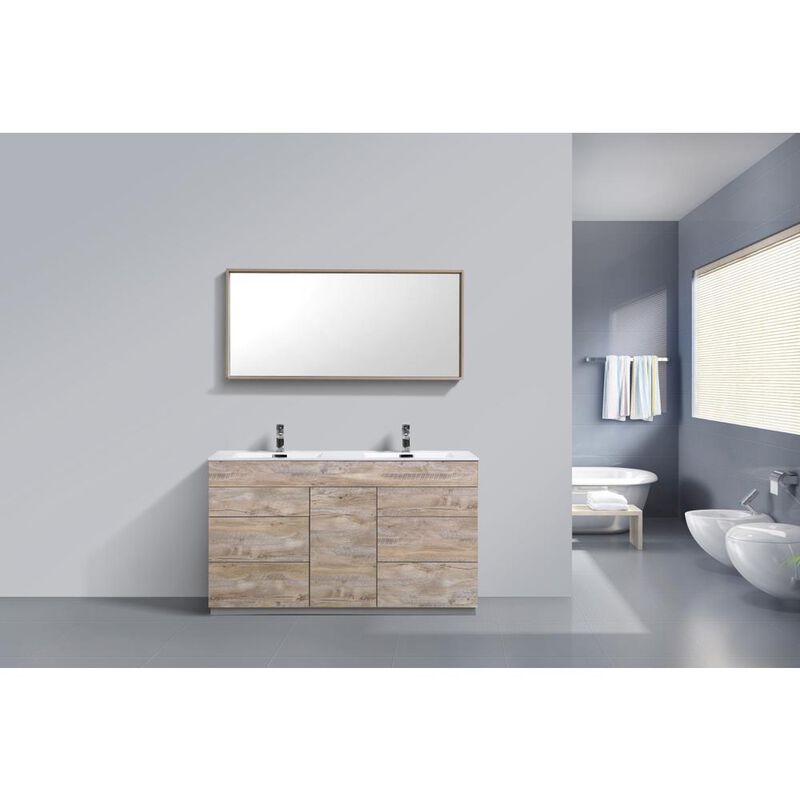 Kubebath Milano 60Double Sink Nature Wood Modern Bathroom Vanity