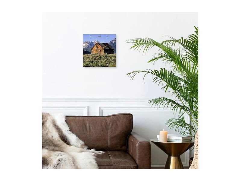 Log Cabin Sawtooth Mountains Stanley Idaho Wall Clock 13 Inch Home Decor image number 2