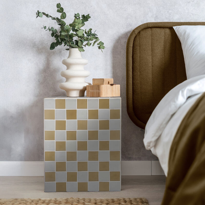 Callista Modern Bohemian Ceramic Tiled Rectangle End Table