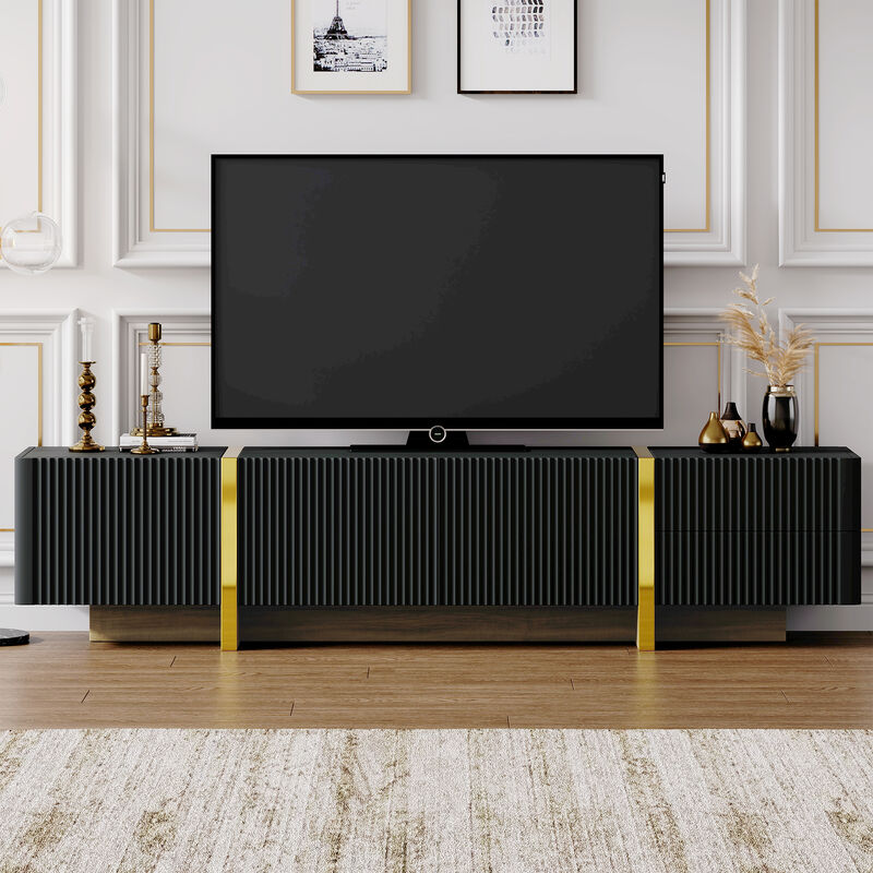 Merax Luxury Fluted Storage Cabinet TV Stand