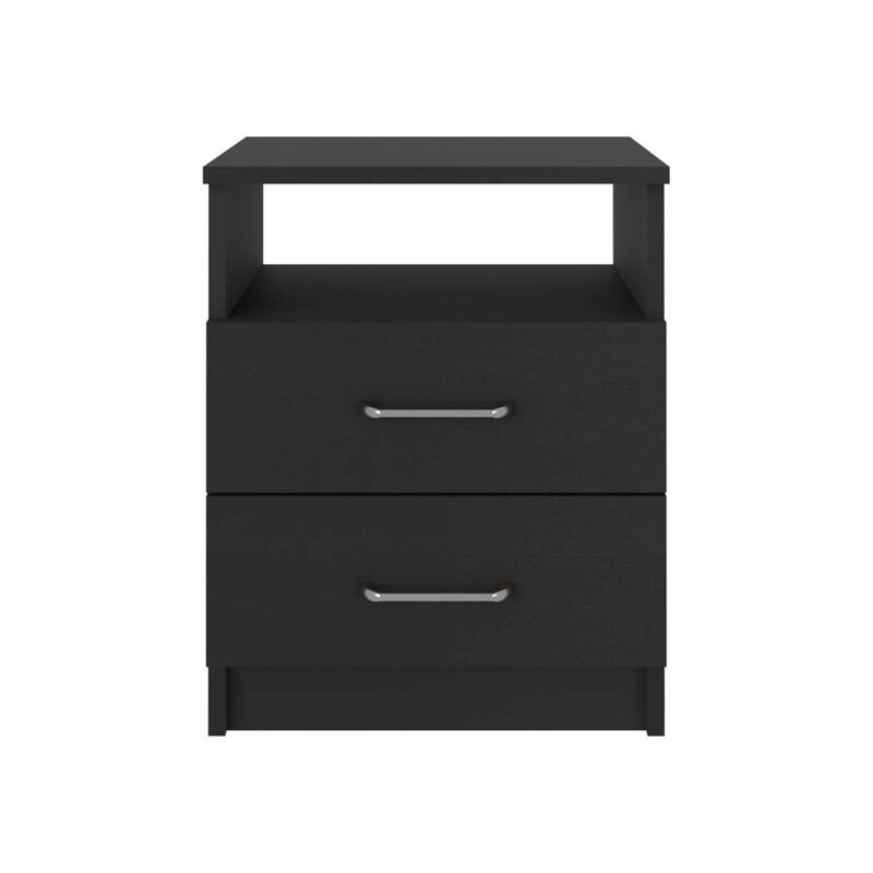 Napoles Nightstand, Superior Top, Two Drawers, One Shelf -Black