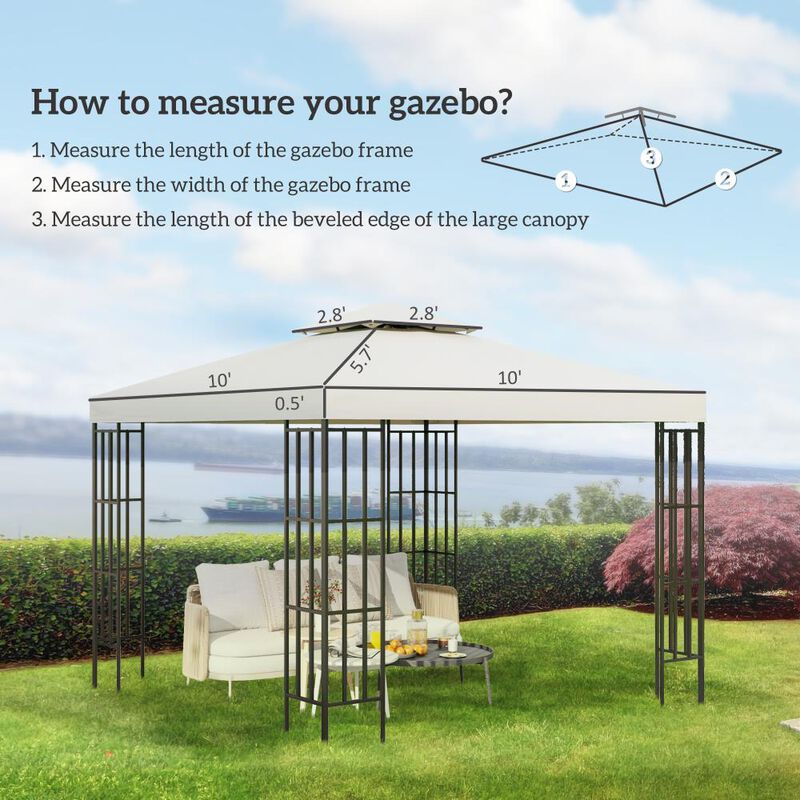 Hivvago 10' x 10' Gazebo Replacement Canopy 2-Tier Top UV Cover (Top Only) image number 2