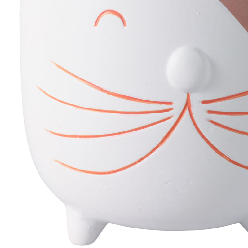 6" Kitty Whiskers Footed Planter, White/tan image number 4