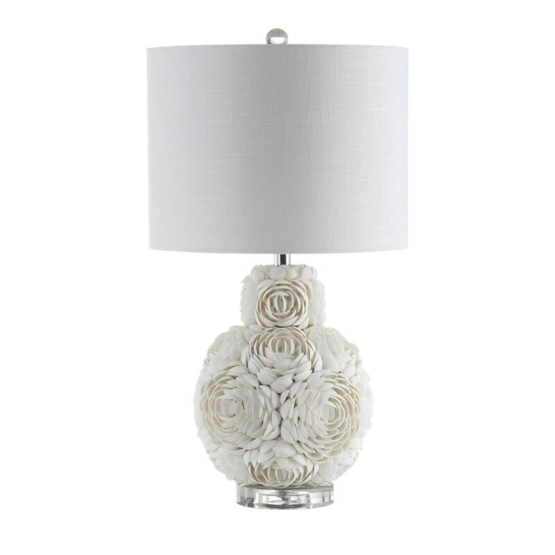 HomeRoots 24" Off White Seashell Table Lamp With White Drum Shade image number 0