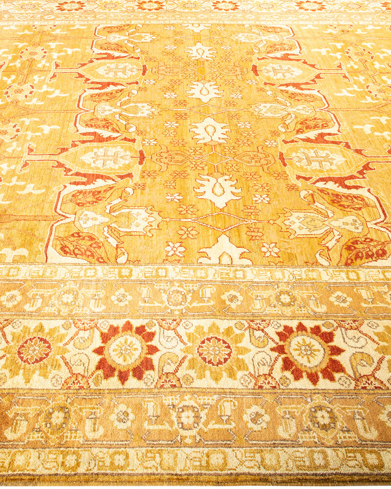 Eclectic, One-of-a-Kind Hand-Knotted Area Rug  - Yellow, 9' 4" x 12' 1" image number 4