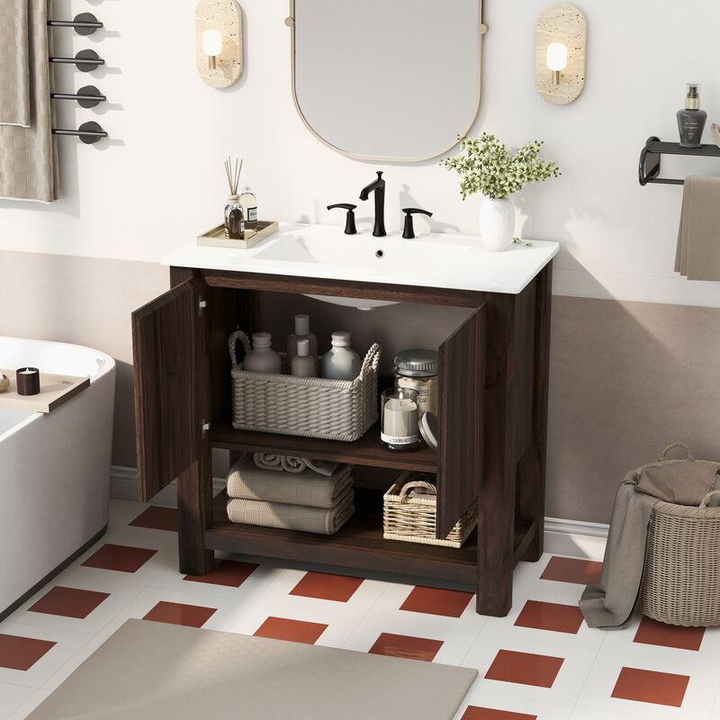 Merax Modern Bathroom Vanity with Rectangle Ceramic Sink