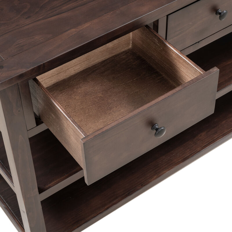 Whisen Modern Design Console Table with 3 Drawers and 2 Open Shelves - Espresso