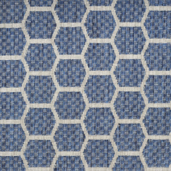 HomeRoots 12' Blue And Ivory Geometric Indoor Outdoor Runner Rug