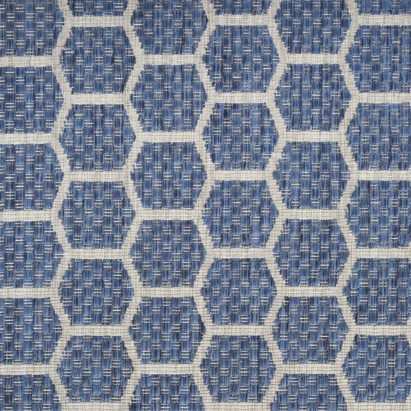 HomeRoots 12' Blue And Ivory Geometric Indoor Outdoor Runner Rug image number 1
