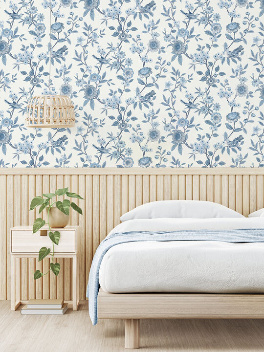 Elspeth Blue Floral Trail Wallpaper