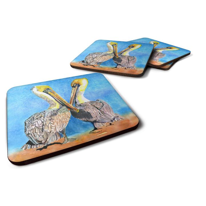 Caroline's Treasures 8539FC Bird-Pelican Foam Coasters (Set of 4), 3.5 H x 3.5 W, Multicolor