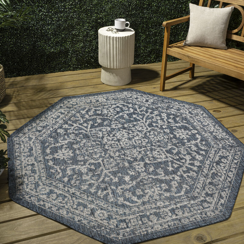 Malta Bohemian Medallion Textured Weave Octagon Indoor/Outdoor Area Rug