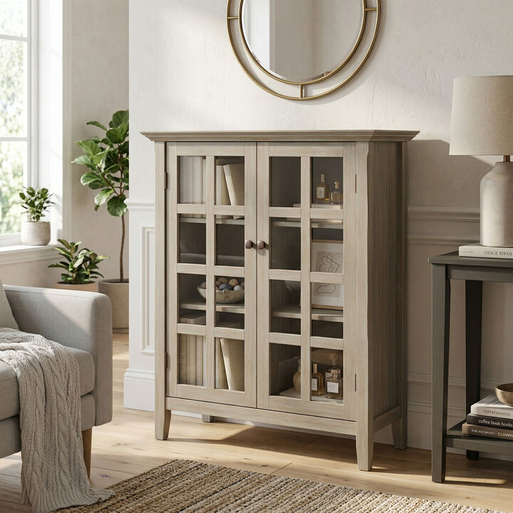 Acadian 39 inch Wide Solid Wood Transitional Storage Cabinet in Distressed Grey