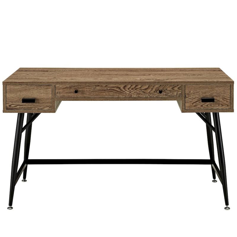Modern Wood-Grained Patterned Melamine Office Desk image number 1