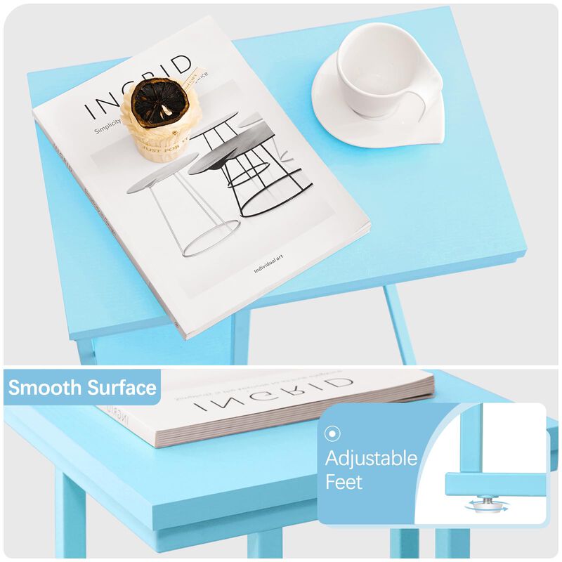 Yoobure C Shaped End Table, Side Table for Couch and Bed, Small Side Table for Small Spaces, Living Room, Bedroom, Rustic Snack