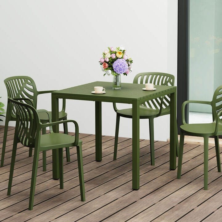 WestinTrends 31.5" Iron Metal Frame Outdoor Square Patio Dining Table