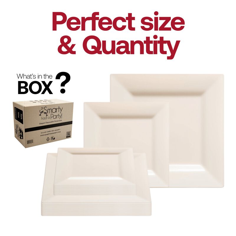 Ivory Square Plastic Plates Dinnerware Value Set (40 Sets) image number 4