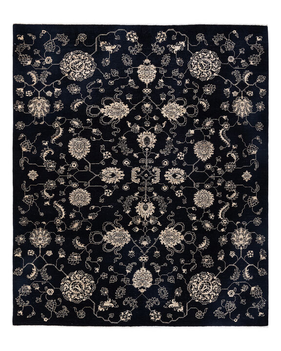 Eclectic, One-of-a-Kind Hand-Knotted Area Rug  - Black, 8' 1" x 9' 9"