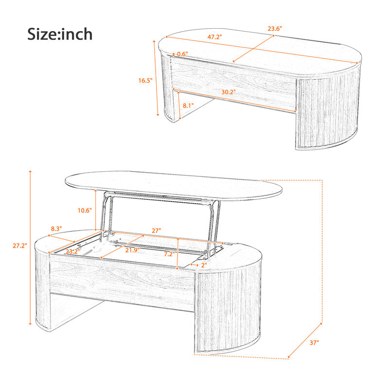 Merax Coffee Table with Hidden Compartment