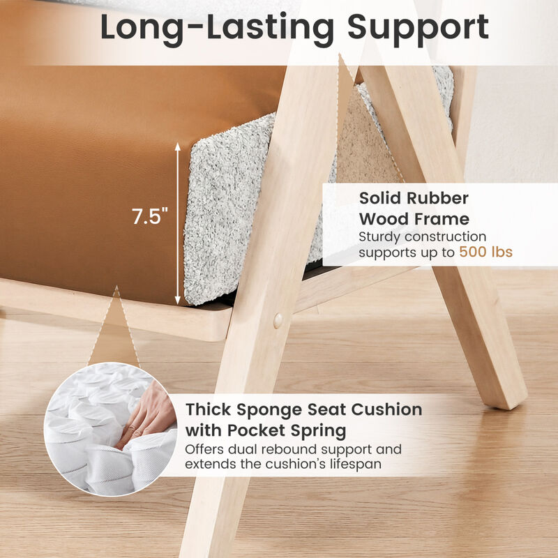 Loveseat Sofa for Small Spaces with Throw Pillows and Rubber Wood Frame image number 5
