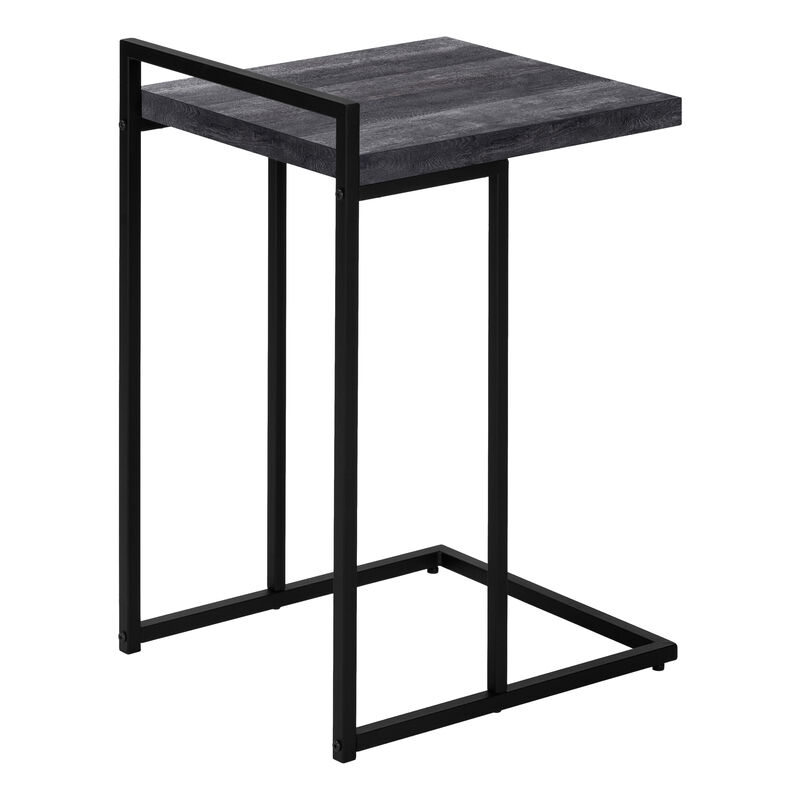 Monarch Specialties I 3633 Accent Table, C-shaped, End, Side, Snack, Living Room, Bedroom, Metal, Laminate, Black, Contemporary, Modern
