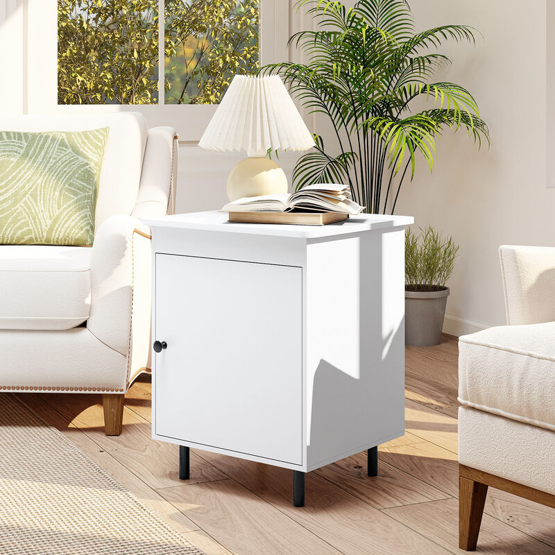 Mid-Century Modern Nightstand with Door and Storage Cabinet image number 1