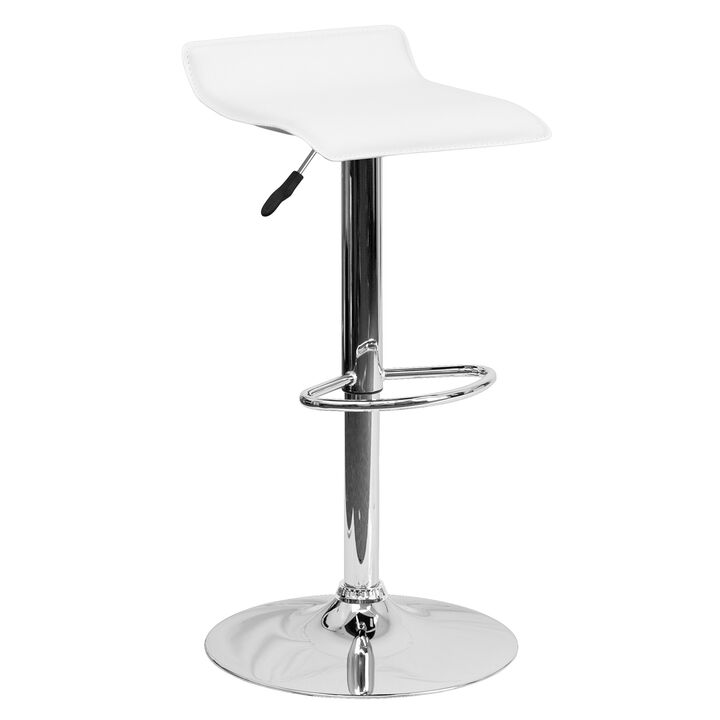 Flash Furniture Contemporary Brown Vinyl Adjustable Height Barstool with Solid Wave Seat and Chrome Base
