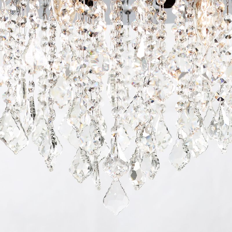 42" Modern Chrome Crystal Ceiling Fan Chandelier with Remote