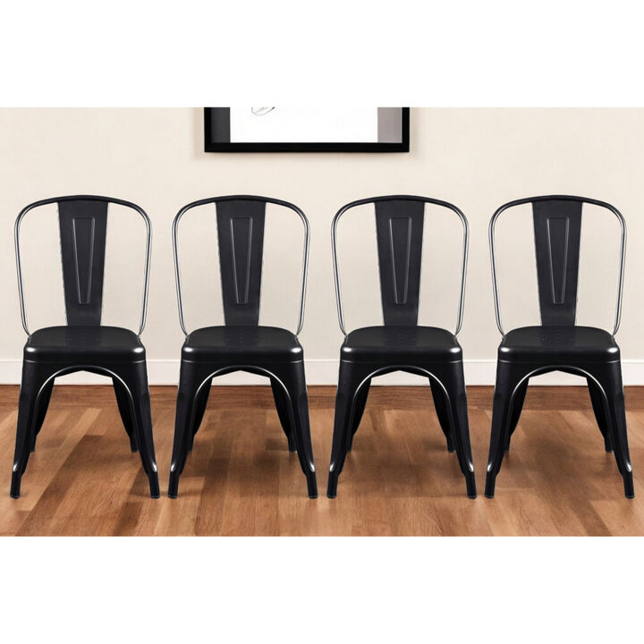 Set of 4 Modern Steel Dining Side Chairs – Durable & Sleek Design