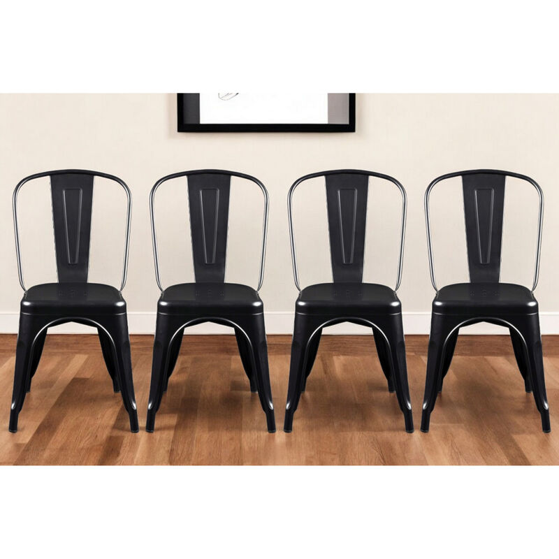 Set of 4 Modern Steel Dining Side Chairs – Durable & Sleek Design